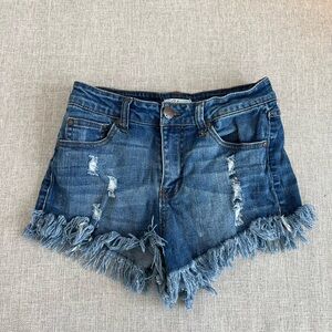 Denim Frayed Hem Women's Shorts